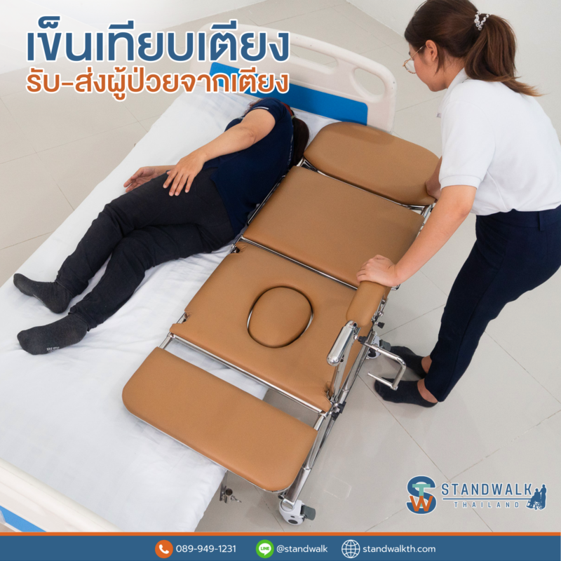 EasyMove 3 Plus สอดเข้าไปรับผู้ป่วยจากเตียง